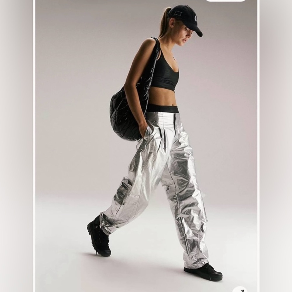 FP Movement by Free People Silver Metallic Track Pants